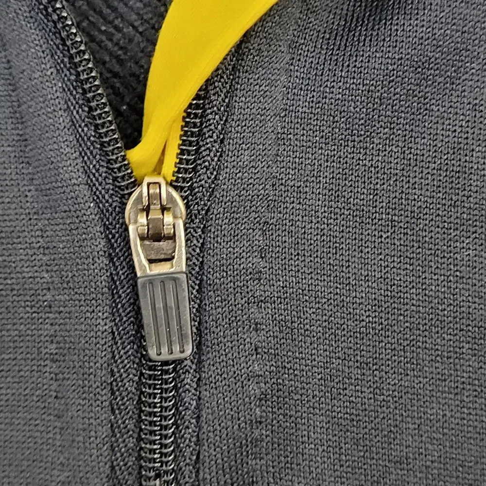 ADIDAS Trefoil 1/4 Zip Jacket Large 22x28 Navy Yellow Trim